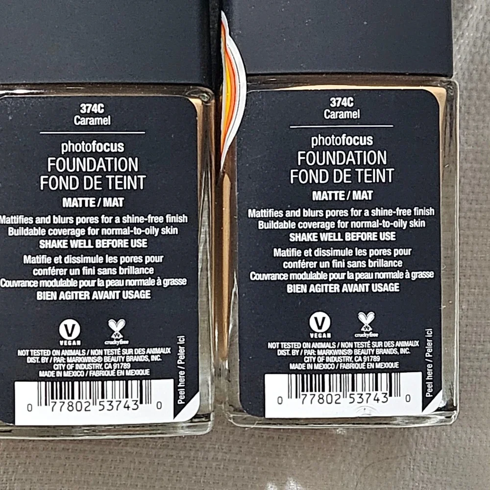 Wet n Wild Photo Focus Matte Foundation 2- Desert Beige 372C 1- Caramel 374C LOT